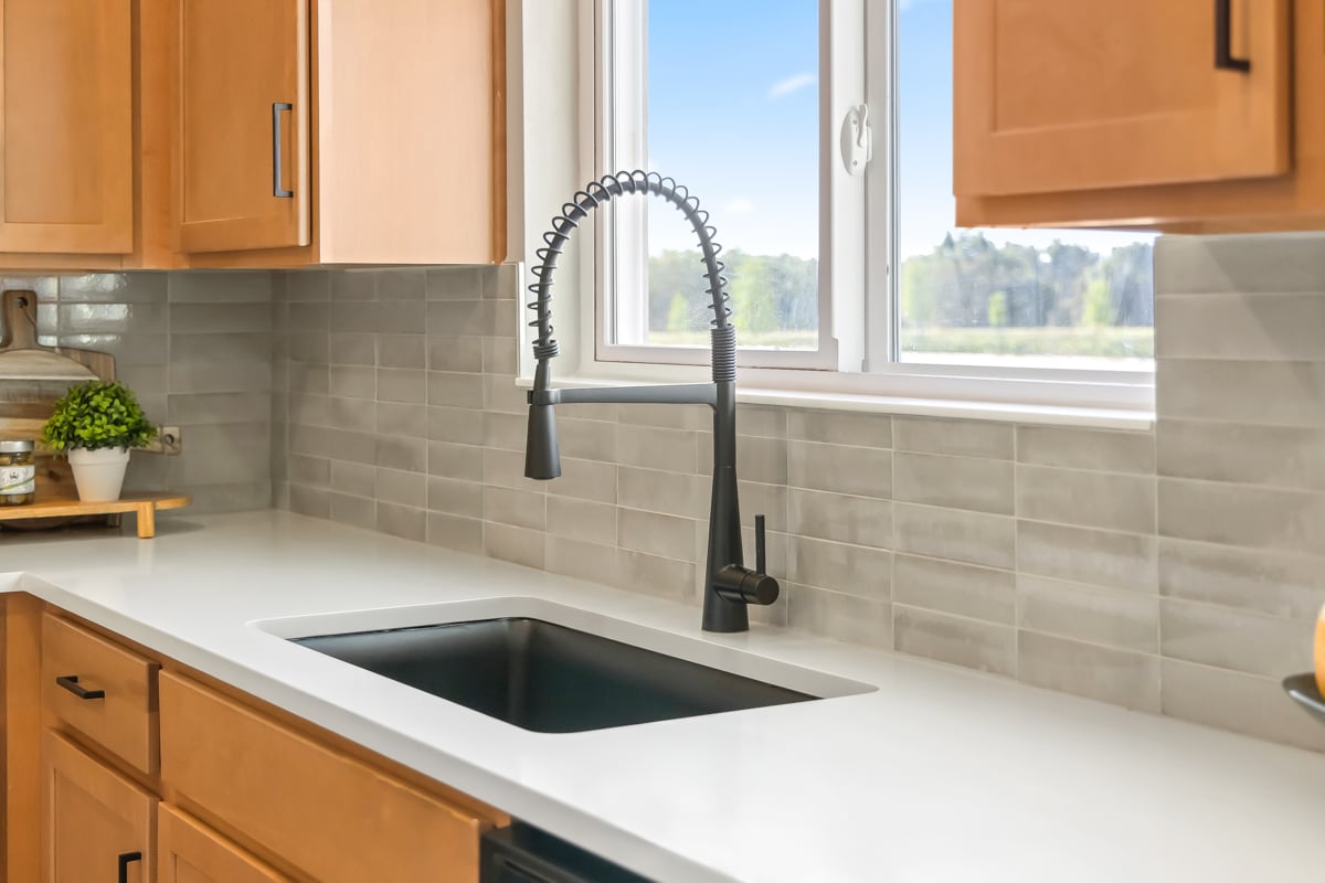 Matte black kitchen faucet