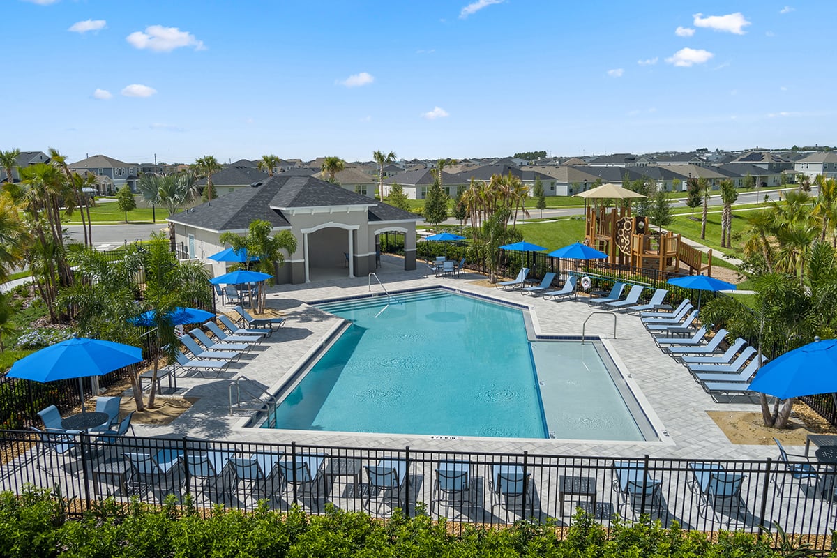 Community pool, cabana and tot lot