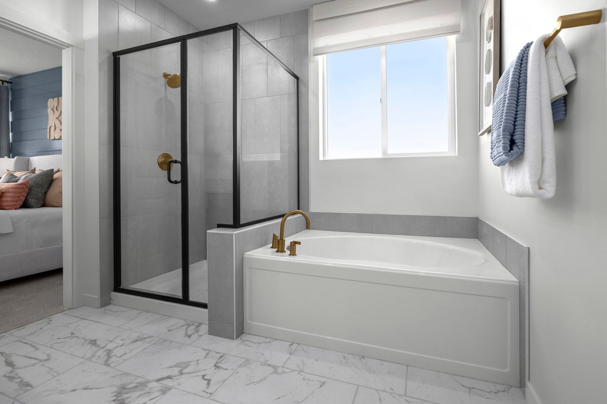 Tub and separate shower at primary bath