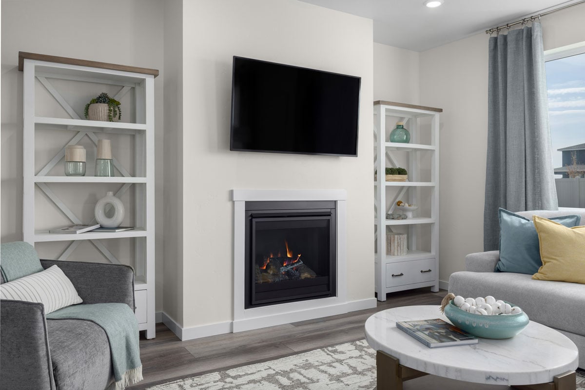 Gas fireplace at great room