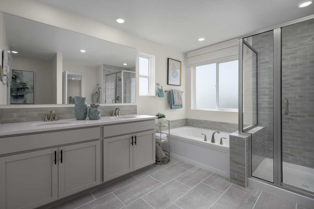 Tub and separate shower at primary bath