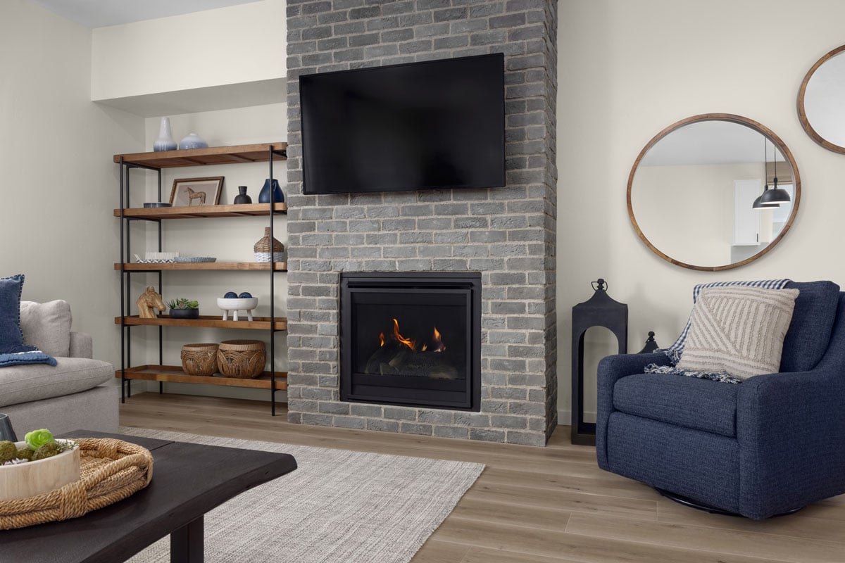 Gas fireplace at great room