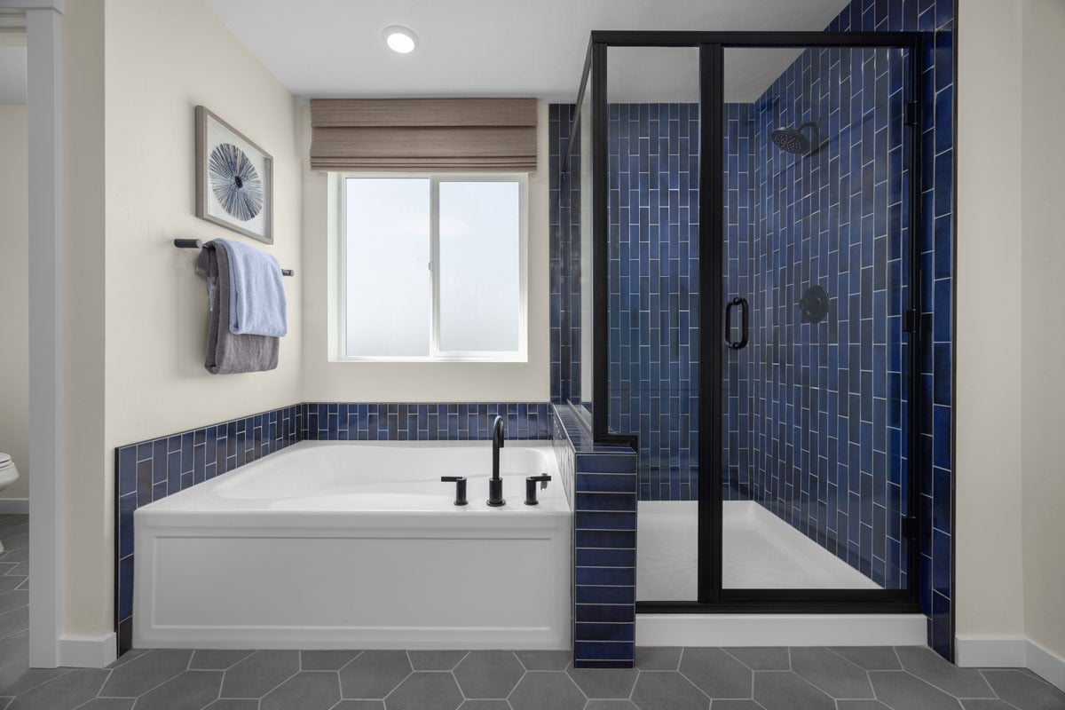 Tub and separate shower at primary bath