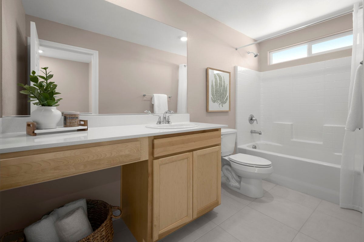 Extended vanity with knee space at bath 2