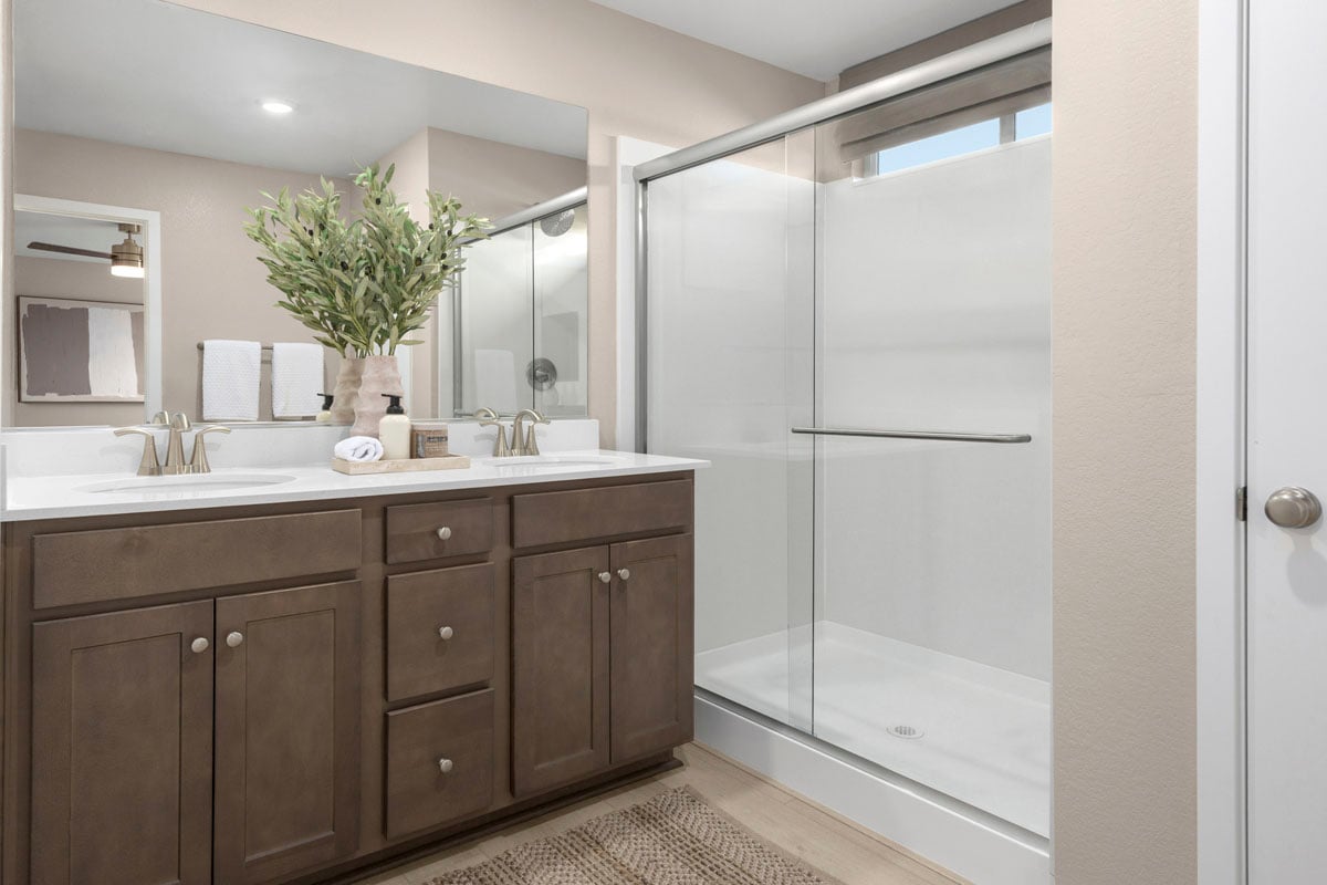 Walk-in shower at primary bath