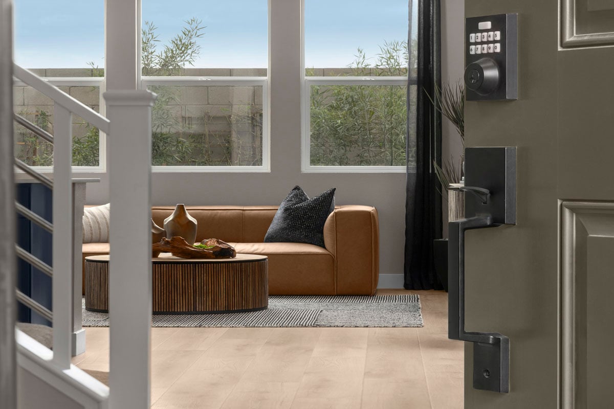 Matte black entry door hardware