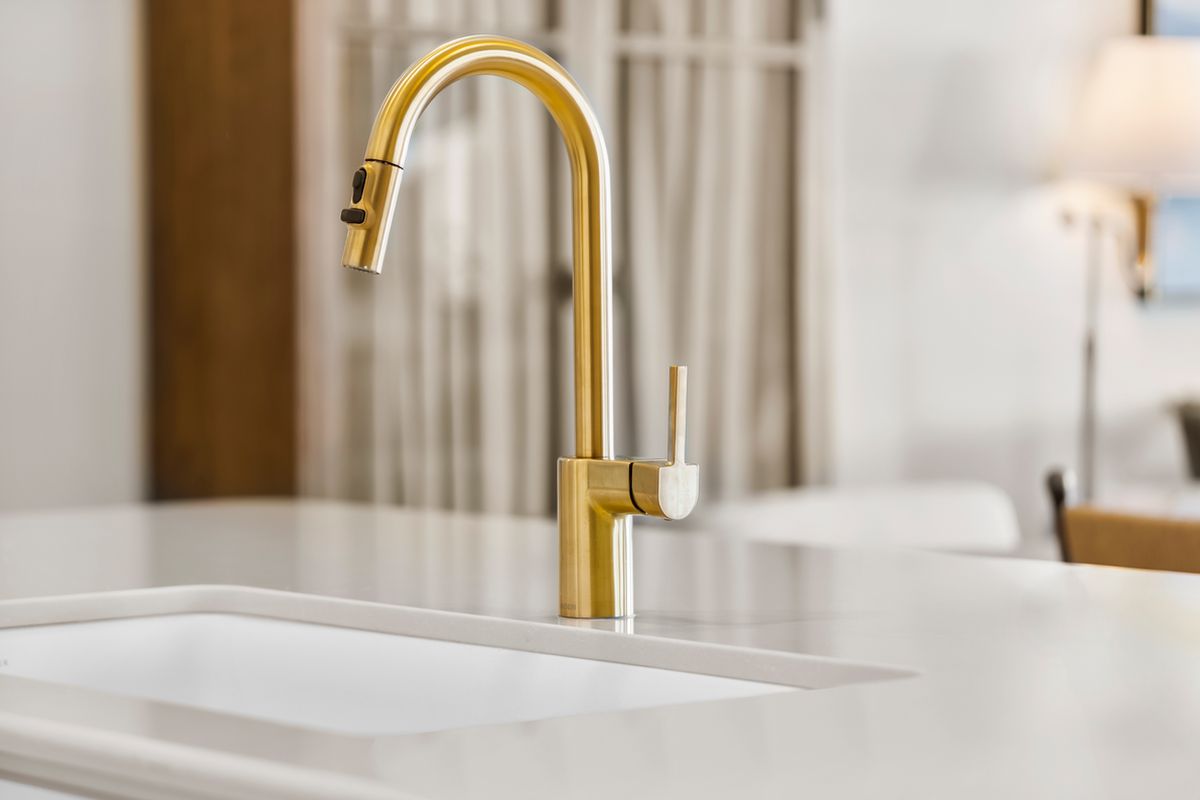 Brushed gold faucets