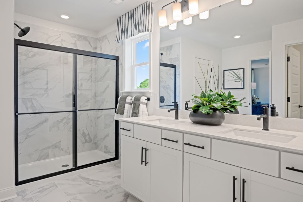 Optional walk-in shower with tile surround at primary bath