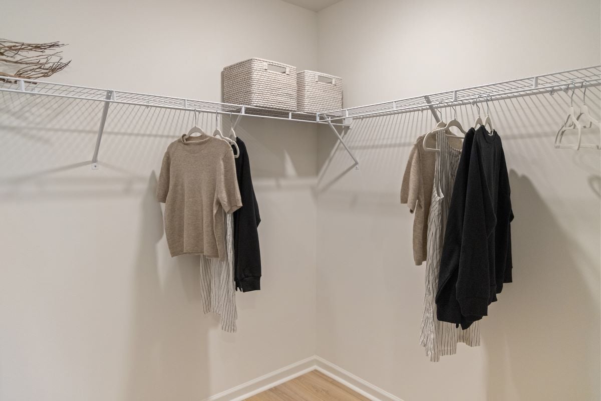 Walk-in closet at primary suite