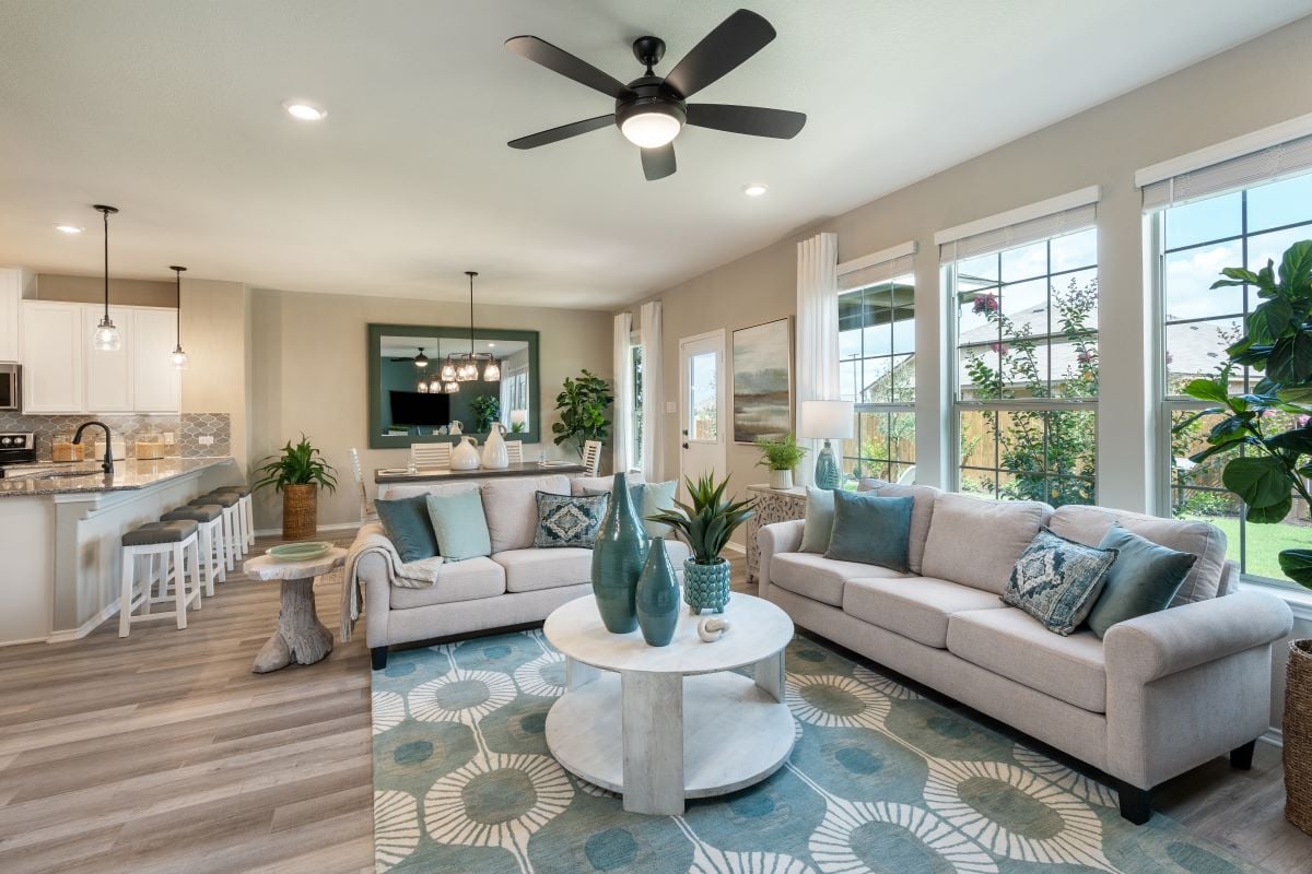 New Homes in Jarrell, TX - Sonterra-Cool Water Plan 2458 Great Room