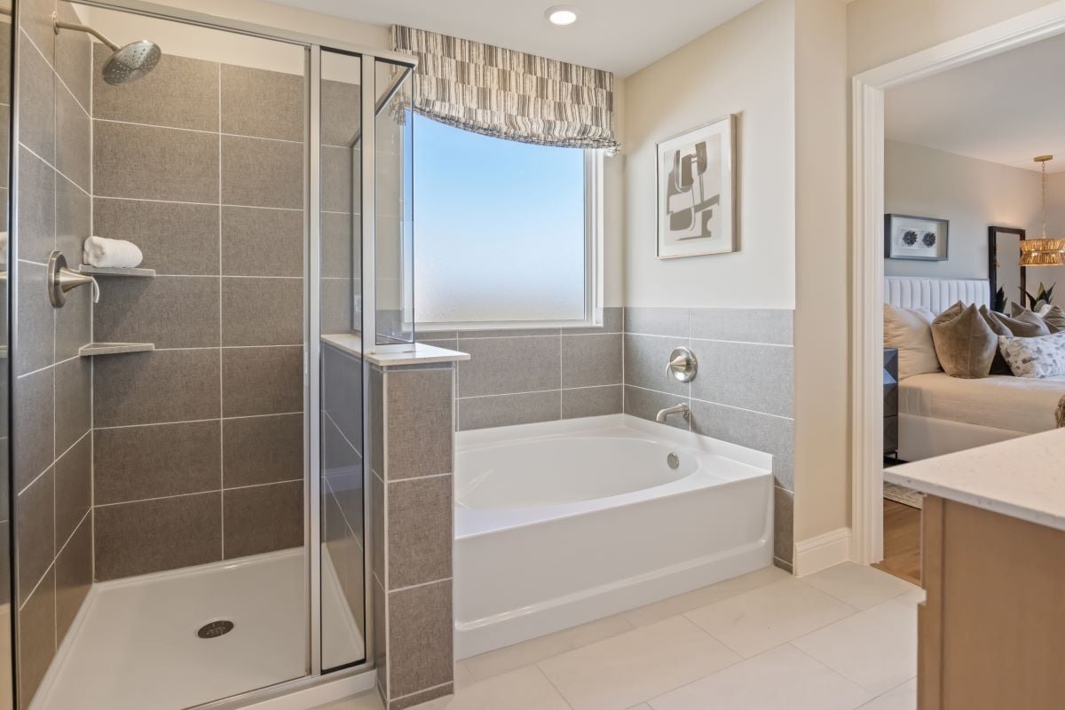 Optional tub and separate shower at primary bath