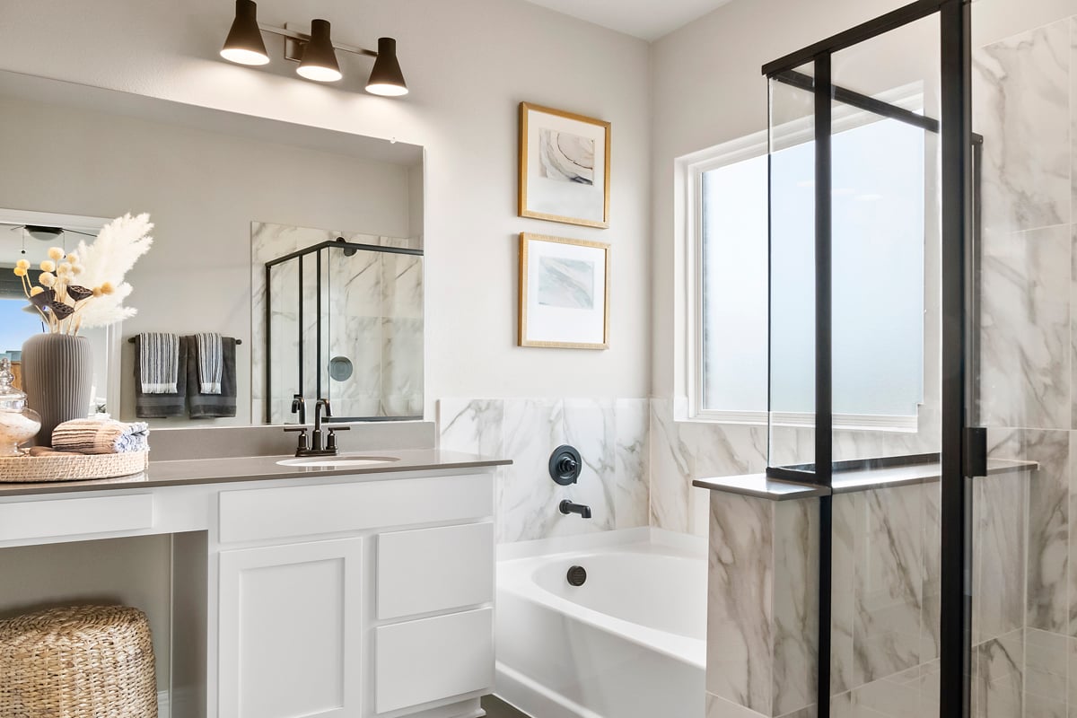 Tub and separate shower at primary bath