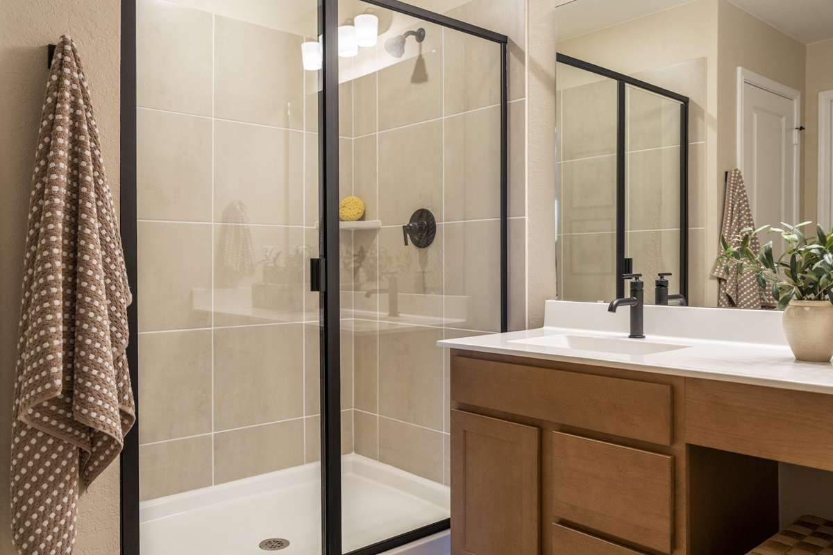 Optional shower with tile surround at primary bath