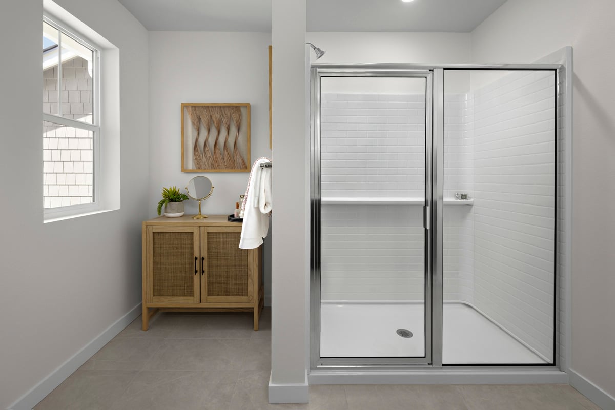 Walk-in shower at primary bath