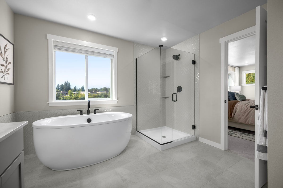 Tub and separate shower at primary bath