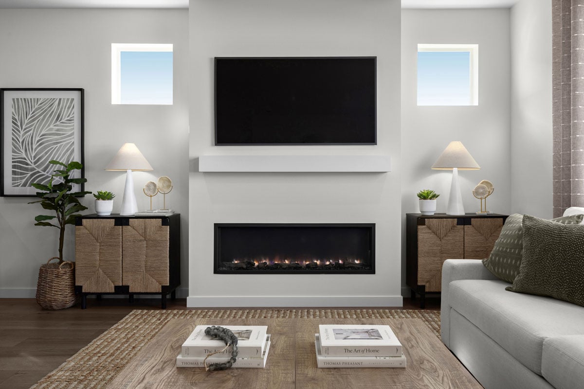 Electric fireplace at great room