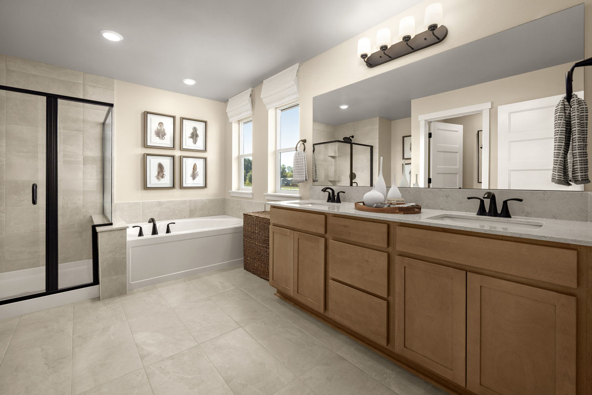 Tub and separate shower at primary bath