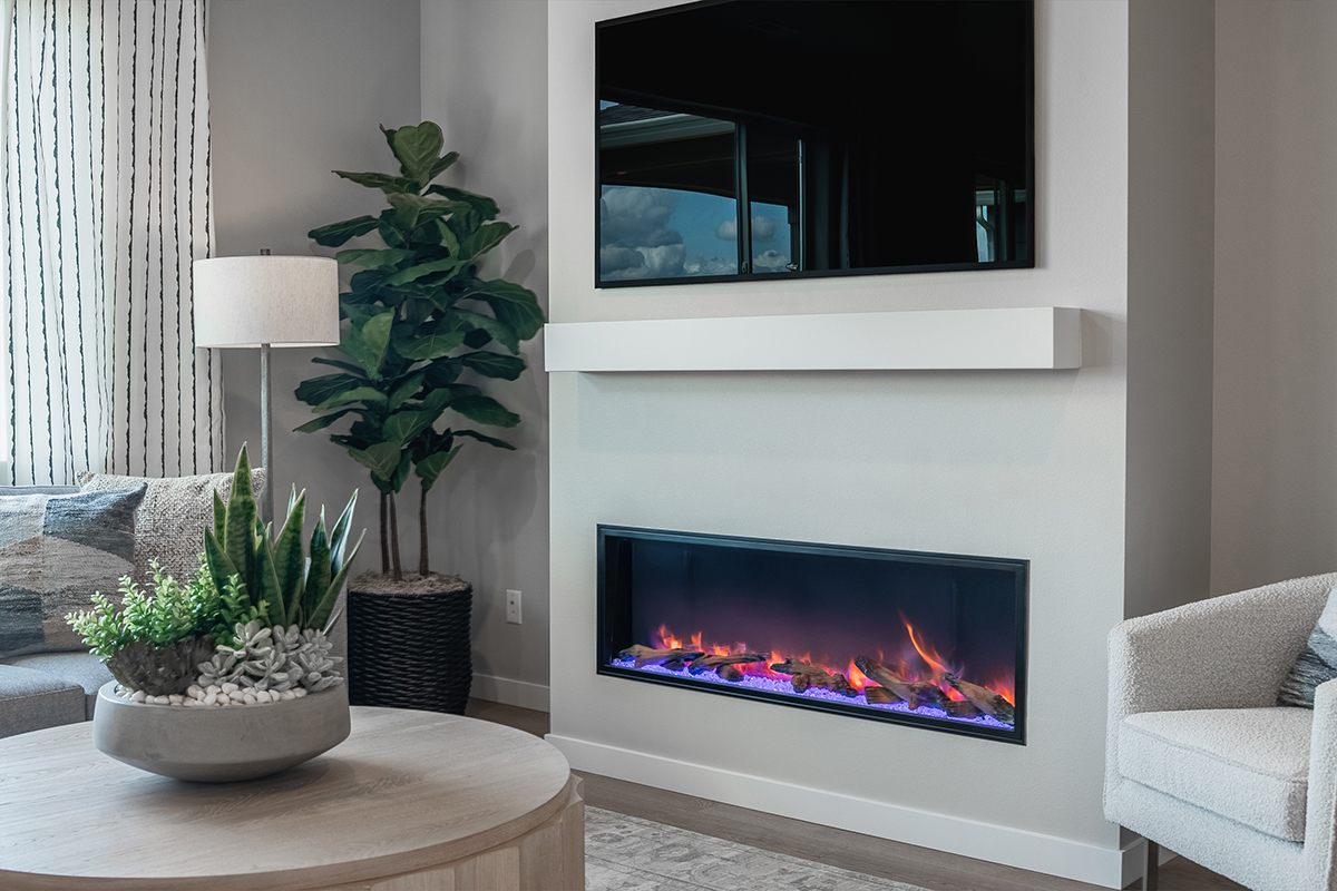 Electric fireplace at great room