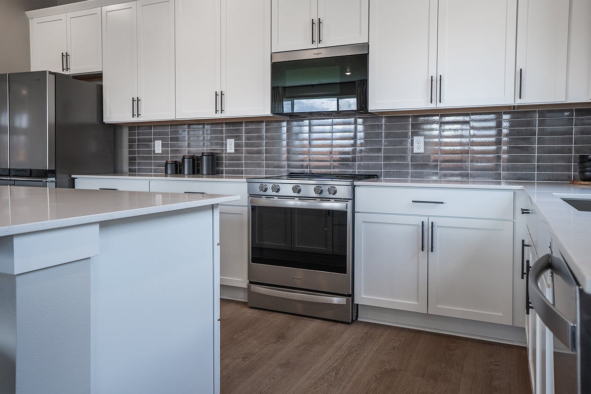 Full-height tile backsplash