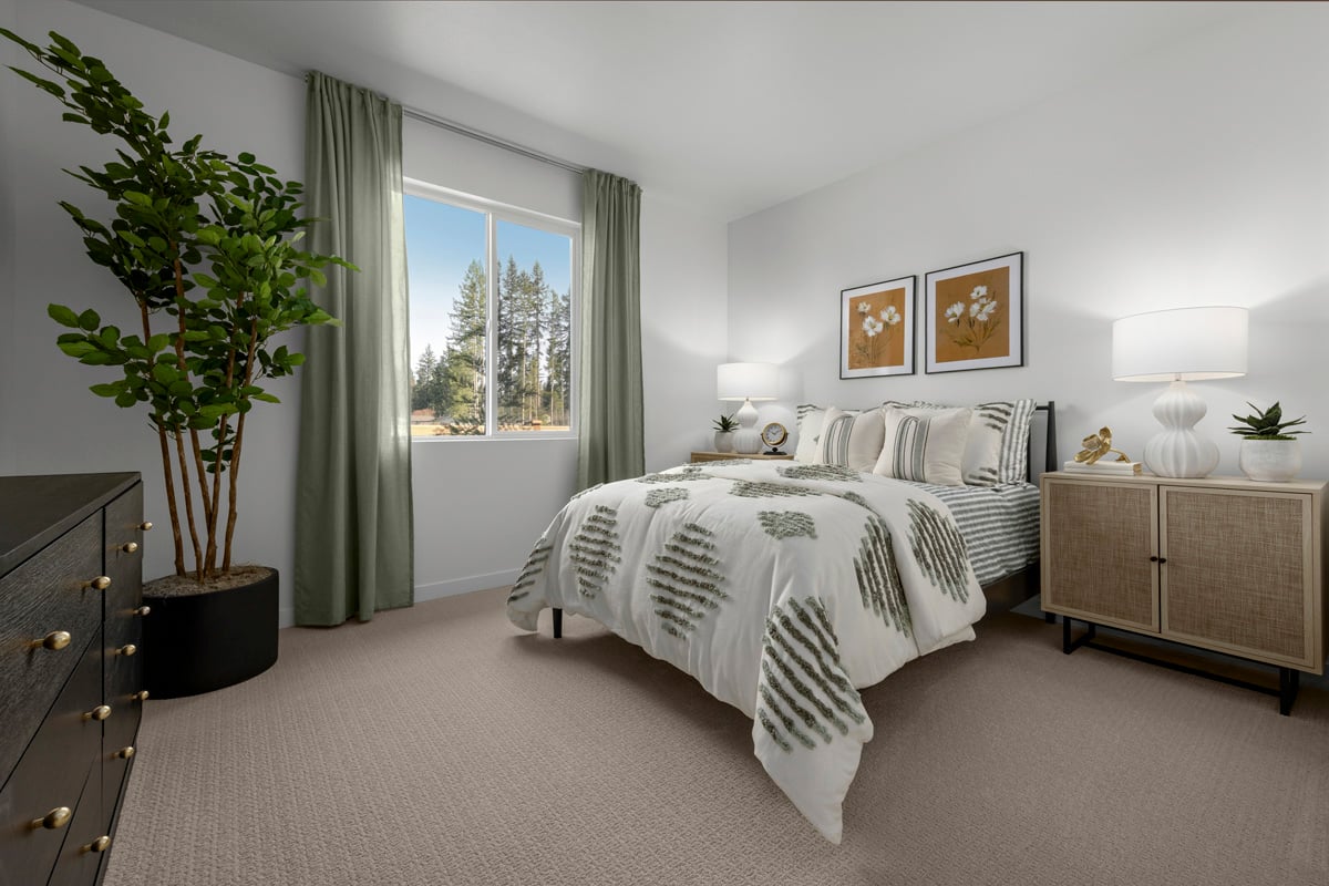 Polyester textured carpeting with cushion at bedrooms