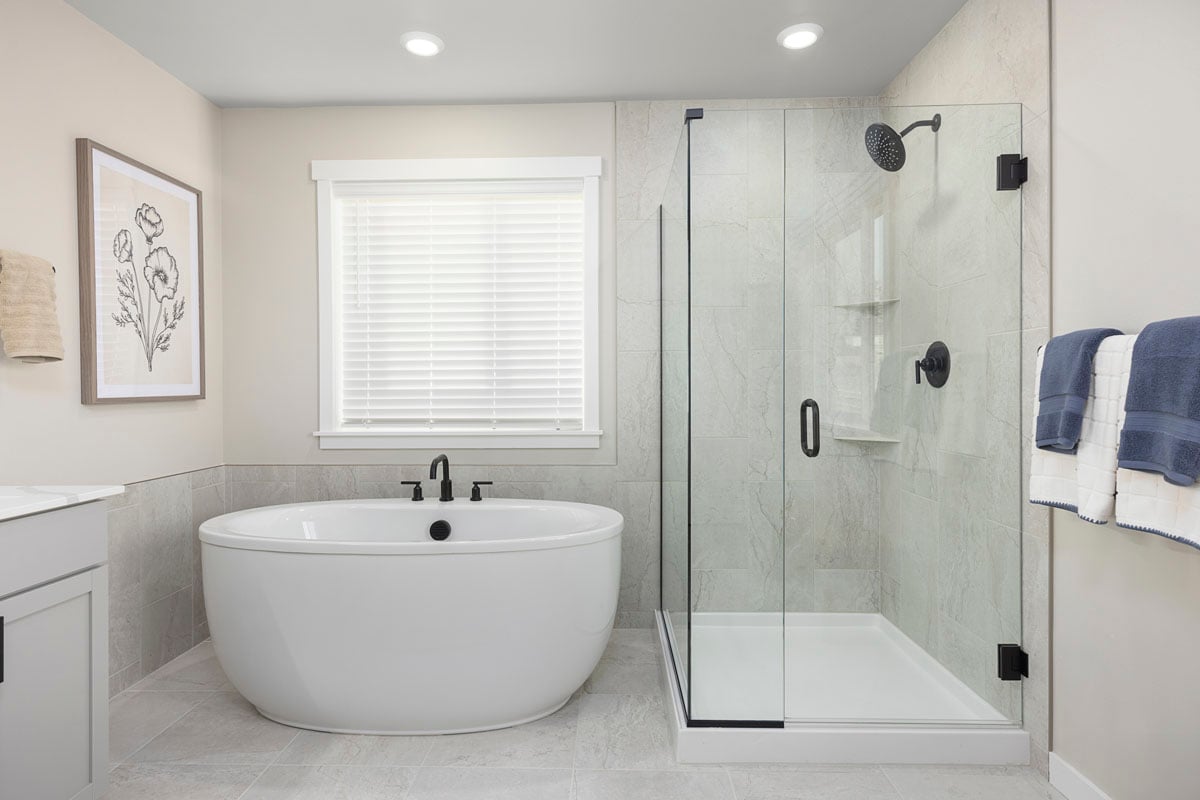Tub and separate shower at primary bath